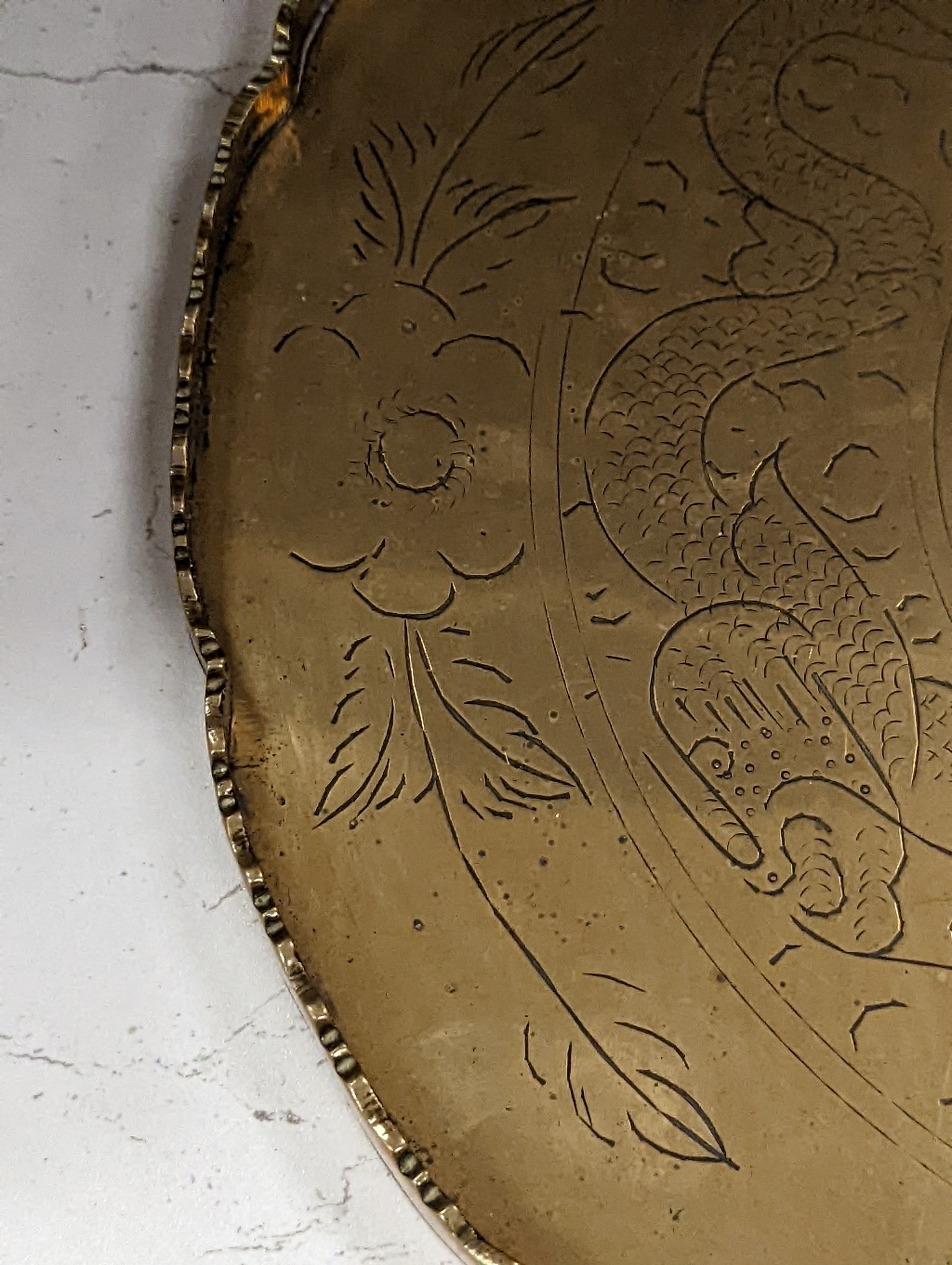 Two early 20th century Chinese bronze vases and a similar tray, 35cm diam.